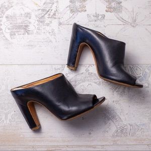 MM6 Maison Martin Margiela Leather Peep Toe Mules